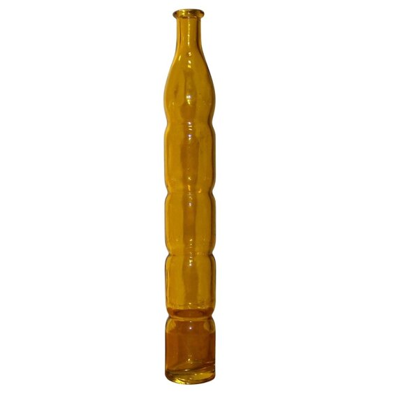 Amber Glass Decorative Ribbed Bud Vase Art Deco MCM Bubble Approx 12" x 1.5" - Picture 1 of 7